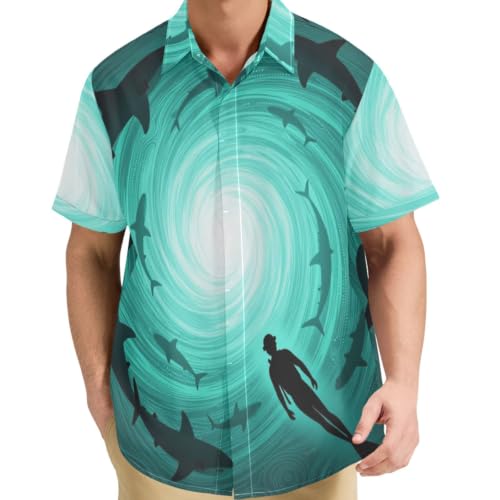 Chemises boutonnées hommes motif plongée sous-marine ocean bleu