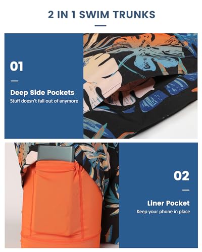 Image of maamgic Mens 5 Inch Stretch Swimming Shorts Compression Liner Swim Trunks Swimwear Bathing Suits Beach Wear Swim Suits