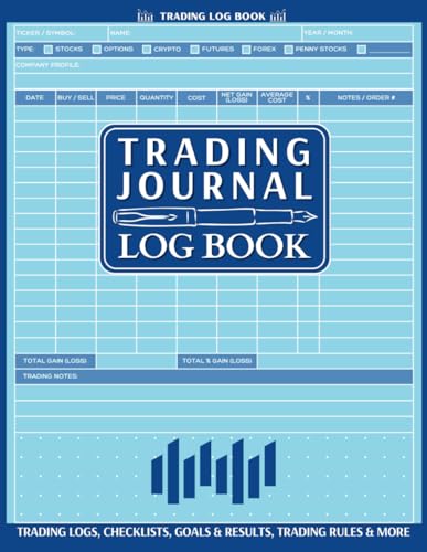 Trading Journal Log Book: Record 1400+ Trades, with Checklists, Principles, Goals, Results & more, for Stocks...
