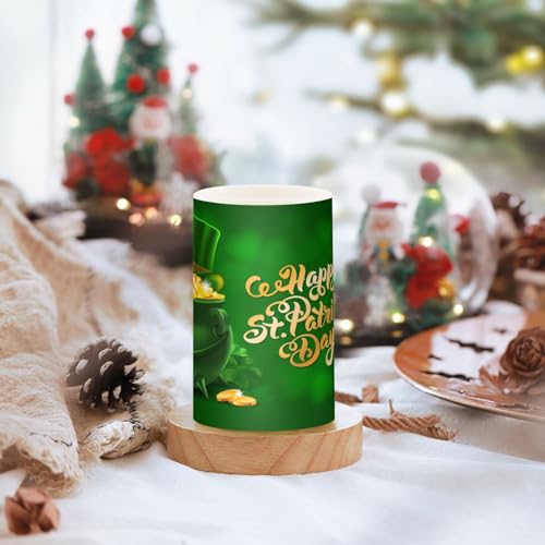 Image of ALAZA St Patricks Day Flickering Flameless Candles Battery Operated with Remote Timer,Tea Light Candles LED Pillar Votive Candles Set of 2 for Outdoor Indoor Decorations