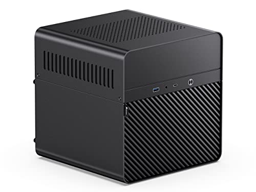 JONSBO N2 Black NAS ITX Case 5+1 Disk Bays Mini Aluminum Case, Built-in 12cm Fan, SFX Power Bite (L150mm Max.), Support 65mm CPU Cooler , Integrated Upper Cover Removable,Black