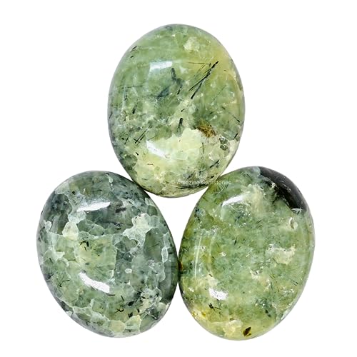 Image of Amazing Gemstone Prehnite Epidote Crystals and Healing Stones - Large Palm Stone Crystals Piedra - Crystal for Good Luck, Positive Energy, Meditation - Unique Stocking Stuffers, Gifts for Women, Men