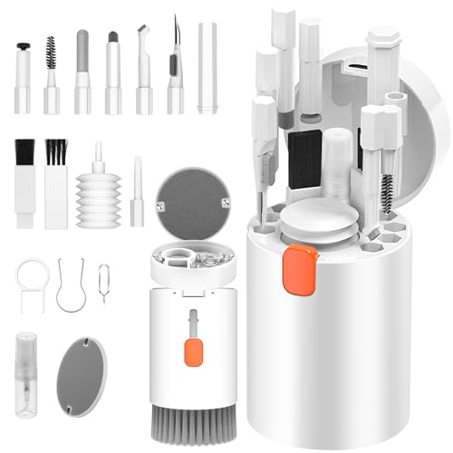 VICHYIE 20 in 1 Tastatur Reinigungsset mit Bürste, Kopfhörer Reinigungsset für AirPods 1/2/3/Pro, PC Reinigungsset Zubehör für Laptop, Handys, Tastatur, Ohrhörer, Kamera (Weiß)