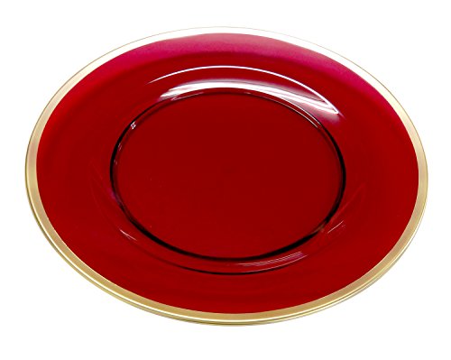 Gold Charger Plates Gold Rim Charger Plate Red Bottom Set 4 12" Round miniatura 1