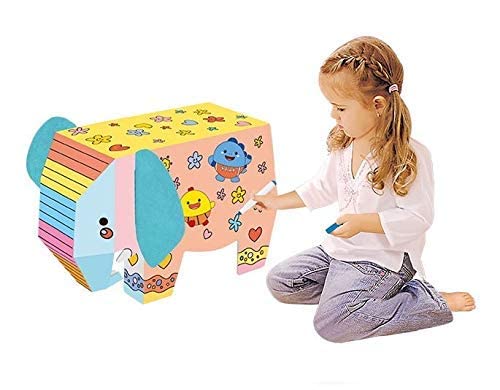 Image of Crackles DIY 3D Paper Cardboard Folding Coloring Craft Animals Series- Pack of Thre Giraffe, Lion and Elephant