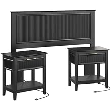 Bush Home 65-inch Full/Queen Headboard with 2 Nightstands, Bedroom Furniture, Camille Collection, Onyx Birch