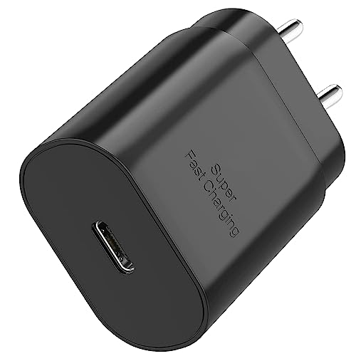 Image of Samsung 25W Type C Super Fast Charger Adapter for Galaxy A16|F16|M16|A06, F06|M06|A15|F15|M15|A05s|F05|M05, M35|F35|A35|A14|F14|M14|S24|5G Mobile Support 25 watt USB c Quick Charging Adaptor, Black