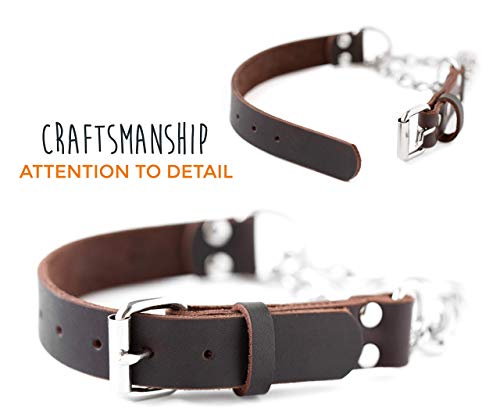 Mighty Paw Leather Martingale Dog Collar | Premium No Pull Dog Collar Martingale Collar For Dogs, Stainless Steel Chain, Limited Chain Cinch Training Collar. For Large, Medium And Small Dogs (Brown) #TOP7
