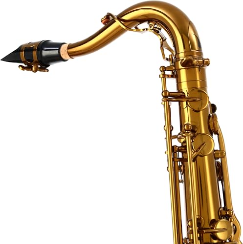 Image of BetterSax Classic Tenor Saxophone - Professional-Grade Instrument with Dark Gold Lacquer Finish - Complete Kit for Beginners and Pros - Includes Mouthpiece, Neckstrap, and Durable Case