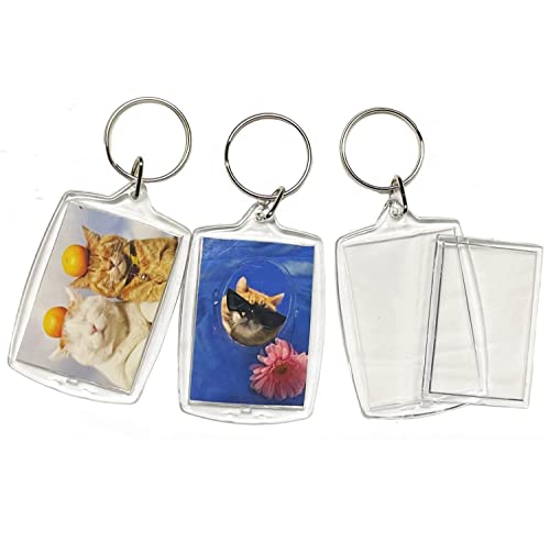 Image of BetterJonny 20Pcs Acrylic Picture Keychain Blanks in Clear Acrylic Picture Frame Keyrings