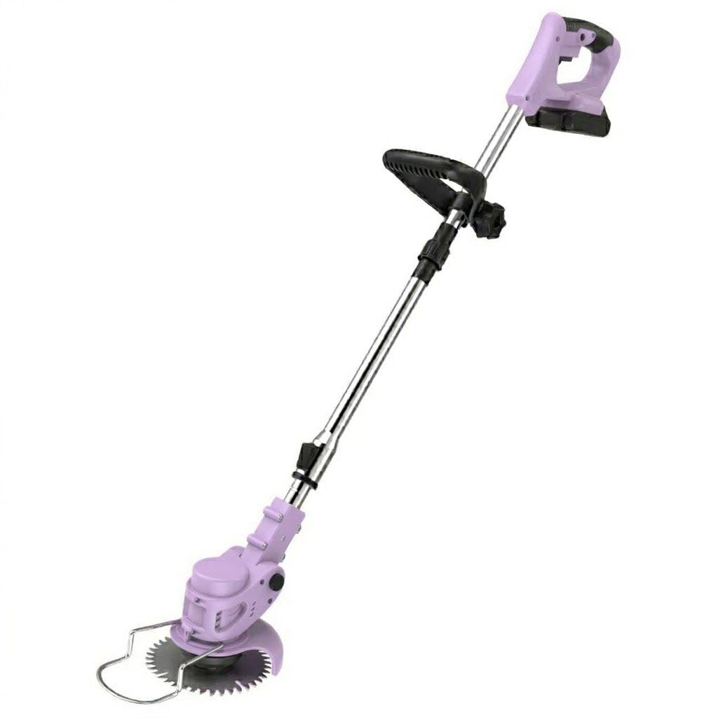 21V Cordless Strimmer, 700W Grass Trimmer with 2x 2000mAh Batteries, Lightweight Foldable Battery Strimmers Cordless with 26 Blades,90° Adjustable Head for Garden Lawn Weeding - Pastel Purple