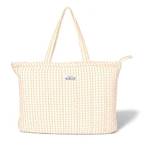Image of Premium Cotton Waffle Quilted Tote Bag, Large Spacious Handbag for College, Office, Work, Travel, Shopping & Daily Use