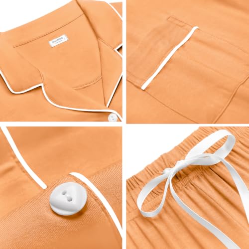 Image of SWOMOG Womens Button Down Pajamas Set Short Sleeve Sleepwear Bride Soft Pj Lounge Sets XS-3XL