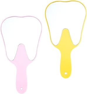 FOMIYES 2pcs Tooth Shaped Mirror Portable Vanity Mirror Desk Vanity Mirror Tabletop Mirror Hand Mirror Small Hand Mirrors Tooth Shaped Hand Mirror Cosmetic Mirror with Handle Makeup Mirror