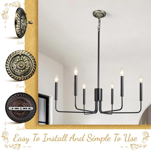 Homoyoyo Chandelier Canopy with Hook:Vintage Chandelier Ceiling Plate with Retro Pendant Light Canopy Decorative Kit for DIY Homeowners,Lighting Professionals for Pendant Satin Brass Easy Installatio by Homoyoyo - Image 5