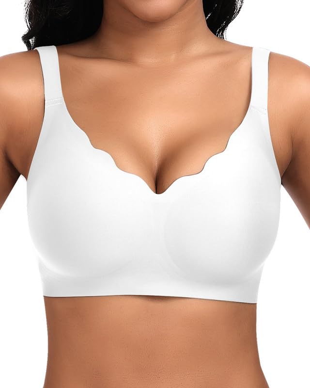 Jiuday BH Damen ohne Bügel Große Brüste Nahtloser Push Up BH Soft Bequemer Seamless Bra T Shirt Bügelloser Gepolstert Klassische Bralette