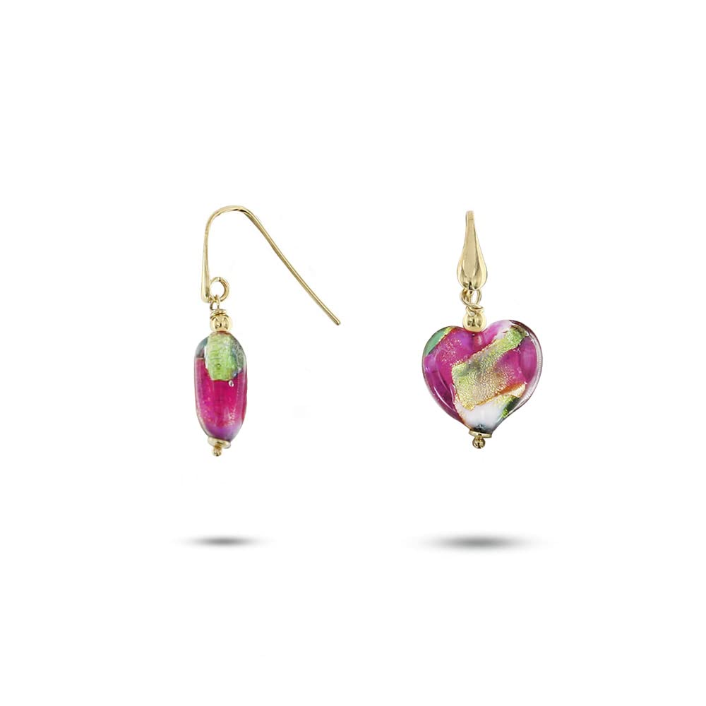 Venetiaurum - Orecchini con Pendenti a Cuore in Vetro originale di Murano e Argento 925 - Gioiello made in Italy certificato
