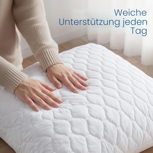 Utopia Bedding Kopfkissen 80x80 cm (2er Set), Gestepptes Kissen für Bett und als Dekokissen, Kissenfüllung, SofaKissen, Zierkissen für Couch (Weiß)