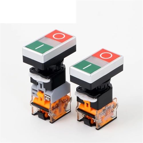 Bouton-poussoir double 22mm LA38-11D/RG momentané lumineux rouge vert pour tableau AC380V
