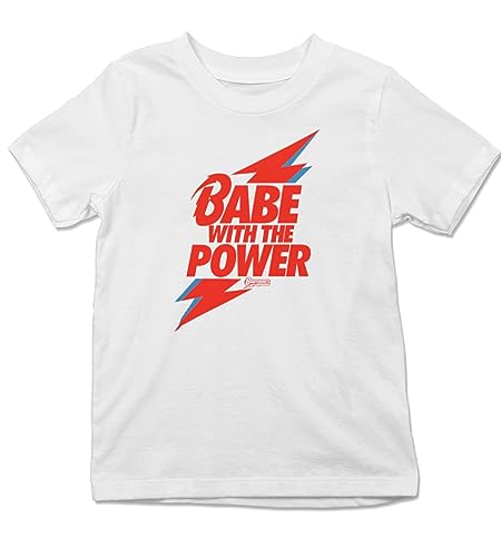 Baby Moo's Babe with The Power Baby & Kids T-Shirt | Unisex Cool Bowie Labyrinth Short Sleeve Top | Alternative Rock Baby Gifts UK (2-3 Years) White