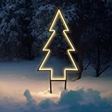 SALCAR XXL 3D LED Gartenstecker Tannenbaum 60cm, Gartenstecker aus Metall mit...