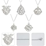 SUNNYCLUE 1 Box 5Pcs Essential Oil Diffuser Jewellery Aromatherapy Necklaces with 20Pcs Pom Pom Balls Tree Of Life Heart Angel Wings Hollow Bead Cage Pendants Diffuser Jewellery for Women Adult Gifts - Image 7