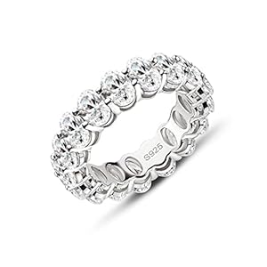 AINUOSHI Eternity Ring, 925 Sterling Silver Ring for Women, Emerald/Oval/Radiant/Round/Cushion Cut Cubic Zirconia CZ Fine Ring, Eternity Engagement Wedding Band Ring, Jewelry Box Packed