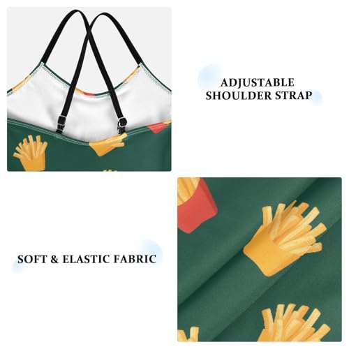 Girls Swimsuits One-Piece Swimwear Tie Bathing Suit Beach Summer Round Neck 5-6T French Fries Pattern3