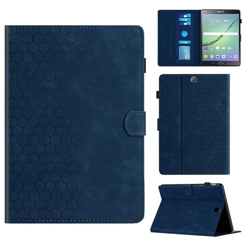 Rosbtib Funda para Samsung Galaxy Tab S2 9.7 Pulgadas 2015 SM T810/T815 con Soporte y Ranura para Tarjetas, Funda de Piel sintética con patrón de Textura Hexagonal para Galaxy Tab S2 9.7