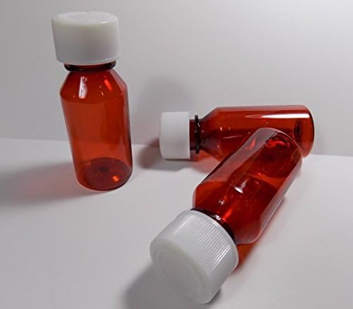 1 Ounce Hard-Side Graduated Oval Amber Plastic Medicine Bottles and Caps 6 Pack Great for Travel Will NOt Crush