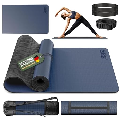 accentra Bade- Und Duschset Anti-Stress Bad, 5-Teiliges Beauty Geschenkset In schöner Deko-Badewanne, 402 g 3 RE:SPORT Yogamatte Phthalatfrei - Gymnastikmatte rutschfest, Fitnessmatte schadstofffrei, Trainingsmatte mit Tragegurt 183 x 61 x 0,6 cm