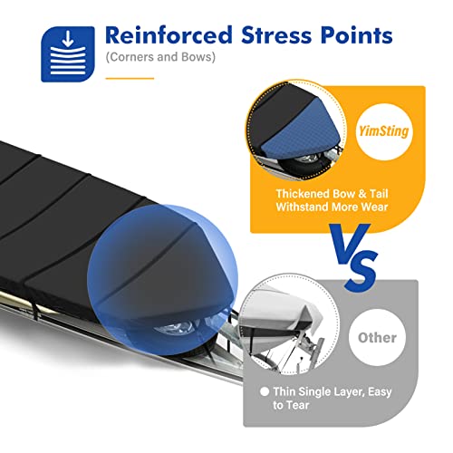 Yimsting Jon Boat Cover 18 Ft, 600D Heavy Duty Trailerable Waterproof Jon Boat Cover 18 Foot With Motor Cover, Marine Grade Canvas,Black #TOP2