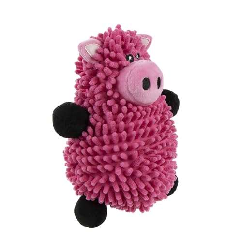 Image of goDog Mopz Pig Squeaky Plush Dog Toy, Chew Guard Technology - Pink, Large