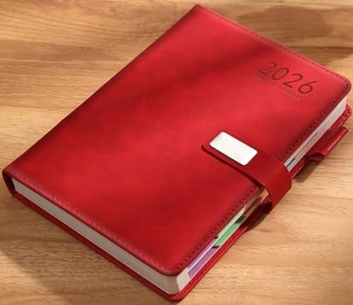 Zumato スケジュール帳 日程本 A5 日記帳 365日手帳 2026年 1月始まり12月まで日 ビジネス ノート 家計簿 月インデックス PUレザー 防水防汚機能 磁気吸着 多機能 年度収支 アドレス帳 納付記録 毎日計画本 週のまとめな 月計画 家