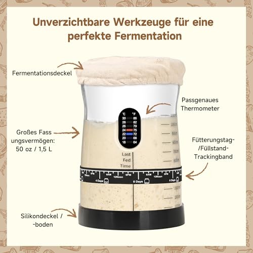 Image of Coco Bird Pro Sourdough Starter Kit- 50oz Large Capacity Sourdough Starter Jar, 17 Flavorful Fermentation Recipes, Sourdough Bread Baking Supplies for Making Delicious Sourdough Breads(2 Sets)
