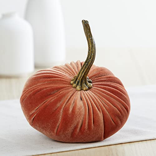 image for Your Heart's Content Small Velvet Pumpkins Set of 4, Handmade Home Dec
