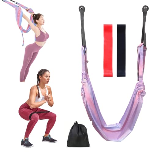 Kit de Hamaca de Yoga Aéreo con 2 bandas de resistencia al culturismo, pilates equipo, banda elástica aérea, estiramiento de fitness para yoga aéreo, gimnasia, fitness Splits (colorido)