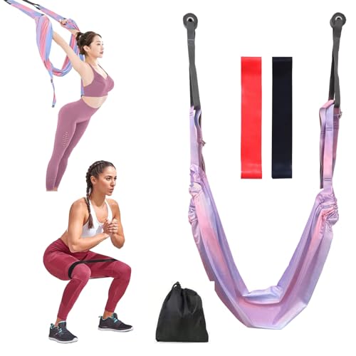 Luft-yoga hängmatta kit med 2 motståndsband, pilates utrustning, elastiskt band för luften, fitness stretching för lufthaga,...