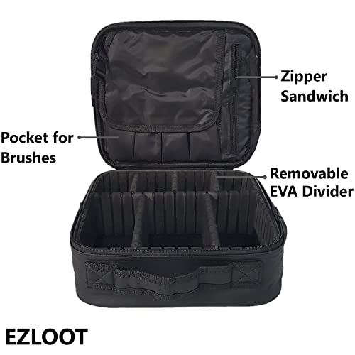Image of Travel Makeup Case, Professional Cosmetic Train Cases Artist Storage Bag Make Up Tool Boxes Brushes Bags with Compartments Vanity Organizer (10 INCH(1 Layer), Chess Pattern)