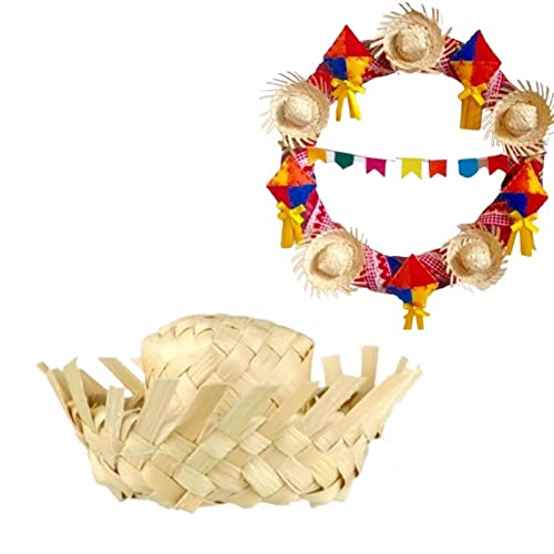 30 Chapeuzinho Miniatura Mini Chapéu Palha Festa Junina Artesanato Festa Junina, Decoração Festa Jun