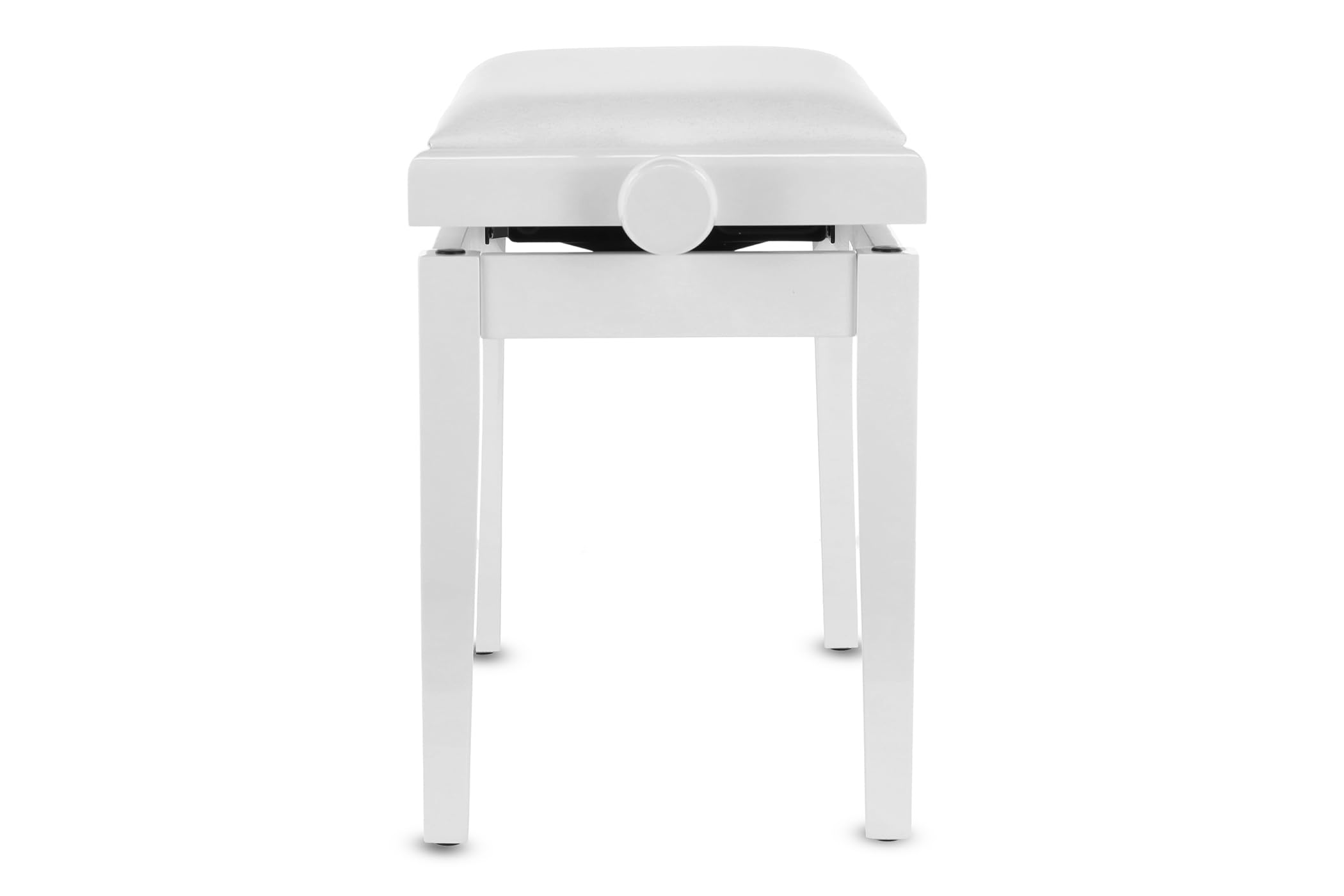 GEWA panca per pianoforte deluxe in vinile - bianco lucido - legno massiccio - coprisedile in vinile - seduta 52x30cm - regolabile in altezza - fissaggio ad alta resistenza - carico di rottura 2t