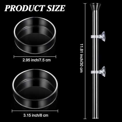 Image of CHENGU 3 Pieces Shrimp Feeding Tube and Dish Set, 12 Inch Glass Shrimp Feeder Tube and 2 Aquarium Dish Bowl Fish Tank Feeding Supplies for Fish Tank Aquarium