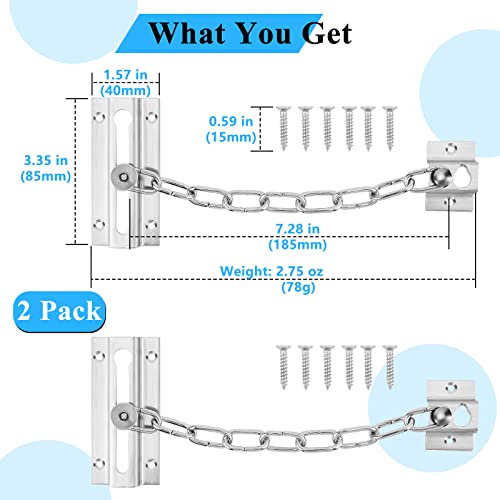 Inbof 2 Pack Door Chain Lock, Premium Chain Door Lock, Thickened Door Lock Chain With 12 Screws, Stainless Steel Chain Locks For Inside Door, Better Security And Protection For Your Home And Family #TOP3