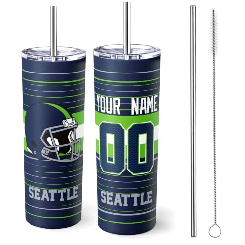 Image of Seattle Tumbler 20oz Travel Mug Custom Name and Number Gifts