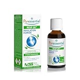 inhalation maison MODE D'EMPLOI : Diluez 1 bouchon d'inhalation humide Puressentiel dans un bol rempli d'eau très chaude mais non bouillante (soit environ 400ml d'eau). Placez votre tête au-dessus du bol après l'avoir recouverte d'une serviette et inspirez les vapeurs dégagées 3 fois par jour pendant 5 jours. Vous pouvez aussi utilisez l'inhalateur Puressentiel. A partir de 15 ans. Lire la notice avant utilisation