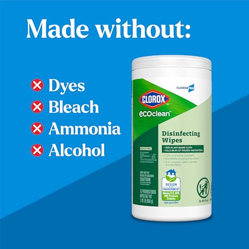 Image of CloroxPro Clorox EcoClean Disinfecting Wipes, Multipurpose 100% Plant Based Cleaning Cloths, Antibacterial Disinfectant, Safe for Multi Surface Use, 75 Count