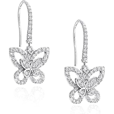 JDGEMSTONE Silver Earrings for Women,Butterfly Earrings,Silver Drop Earrings for Women,5A Zirconia Diamond Dangle Earrings for Women Cover