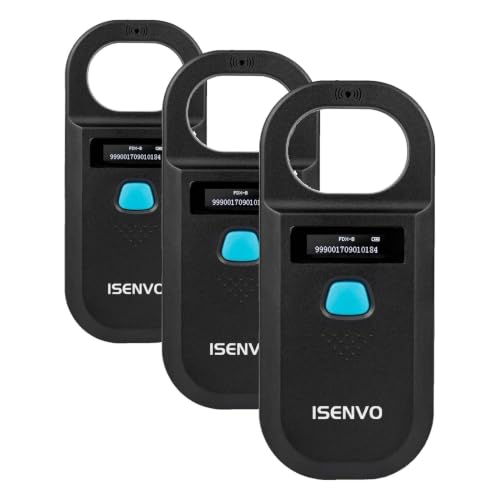 Image of Pet Microchip Scanner Rechargeable RFID EMID Micro Chip Reader Scanner 134.2kHz 125kHz 15 Digits Pet Chip ID Scanner for Animal /Pets /Pigs /Dogs /Cats (190A) (Pack of 3)