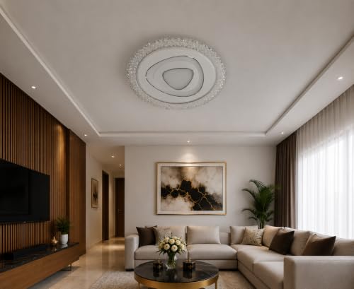 Image of FILLISKA Aluminium Luxurious 3 in 1 Led Ceiling /Wall Chandelier Light with 3 Step Colour Changing Function (Acrylic White-629-3)