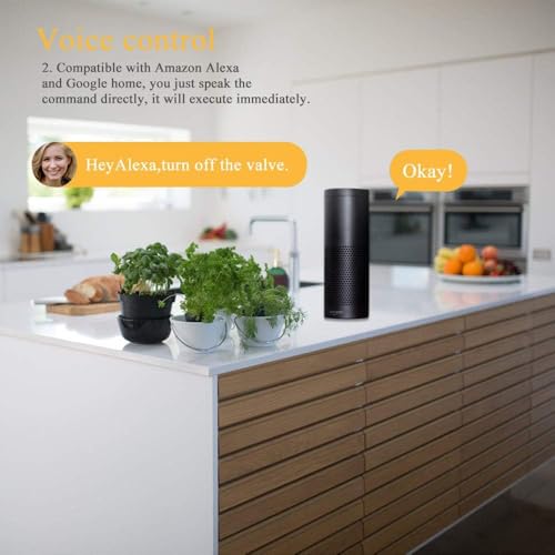 Intelligentes Wasser-/Gasventil, Bluetooth/Sprache/WLAN-Steuerung, Wasserabsperrventil, kabellos, Smart-Ventil, kompatibel mit Alexa und Google für Küche/Garten/Bauernhof, 2 Satz